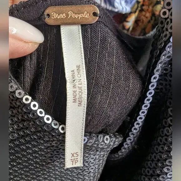 Free People Drenched in Sequins Shimmery Ombre Scoop Back Mini Dress Gunmetal XS - Picture 6 of 8